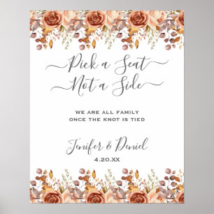 Fall Autumn Leaves Rustic Country Boho Wedding Poster