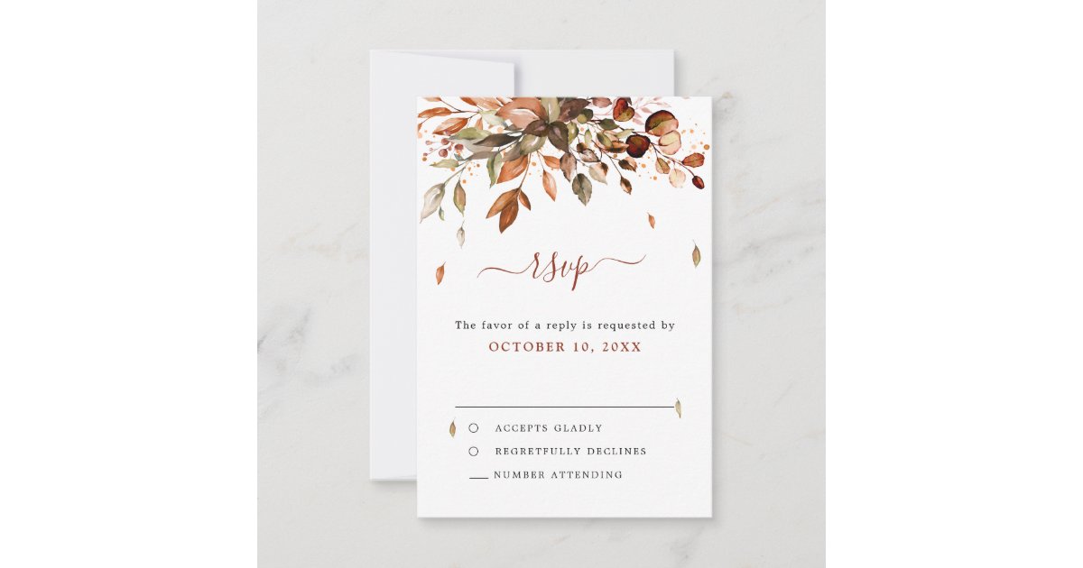 Fall Autumn Leaves Rustic Country Boho Wedding RSV RSVP Card | Zazzle