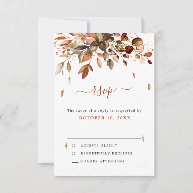 Fall Autumn Leaves Rustic Country Boho Wedding RSV RSVP Card | Zazzle