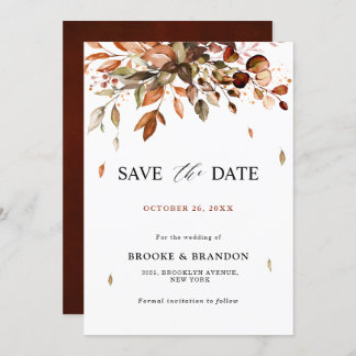 Fall Autumn Leaves Rustic Country Boho Wedding Sav Save The Date