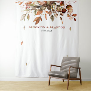 Fall Autumn Leaves Rustic Country Boho Wedding Tapestry