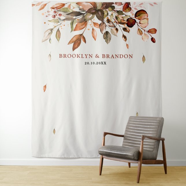 Fall Autumn Leaves Rustic Country Boho Wedding Tapestry (In Situ)