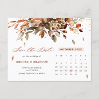 Fall Autumn Leaves Rustic Country Save the Date