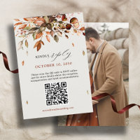 Fall Autumn Leaves Rustic Country Wedding QR Code 