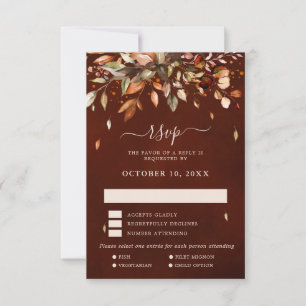 Fall Autumn Leaves Rustic Country Wedding RSVP Car
