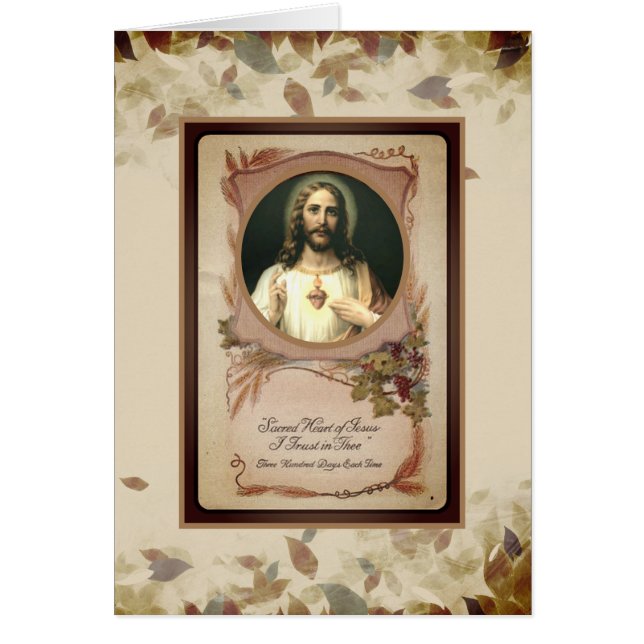 Fall Autumn Leaves Sacred Heart of Jesus (Front)