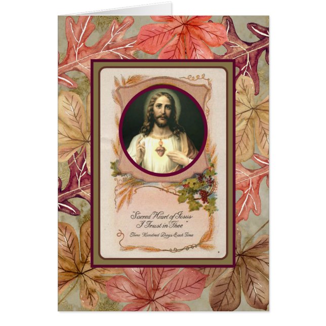 Fall Autumn Leaves Sacred Heart of Jesus (Front)