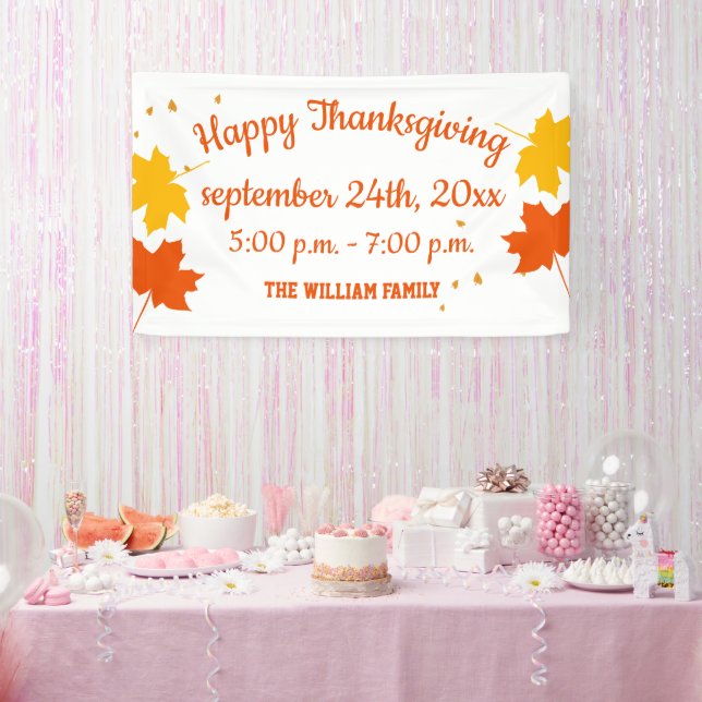 Fall Autumn Leaves Thanksgiving Banner (Party)