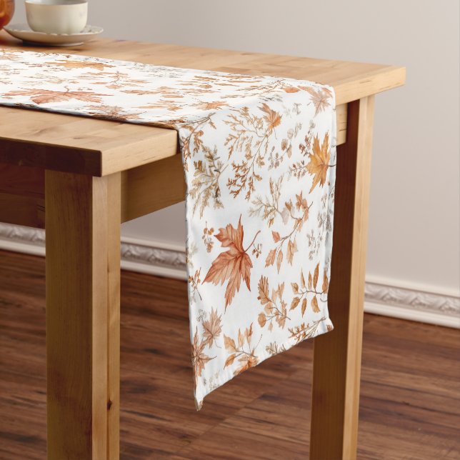 Fall Autumn Leaves Thanksgiving Home Decor Short Table Runner (In Situ)