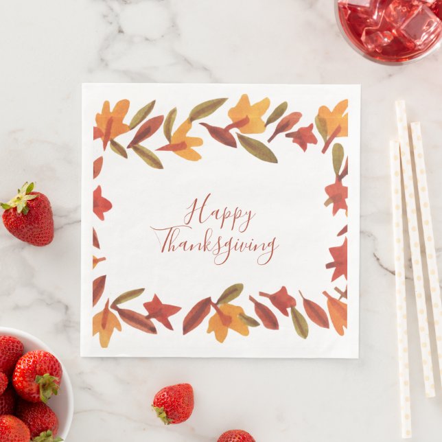 Fall Autumn Leaves Thanksgiving Napkin (Insitu)
