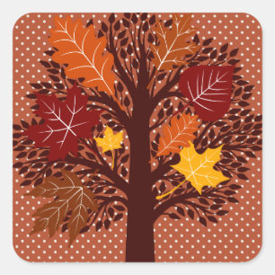 Fall Autumn Leaves Tree November Harvest Square Sticker
