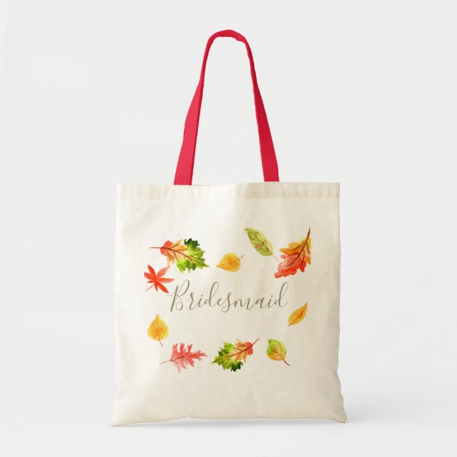 Fall autumn leaves wedding bridesmaid tote bag (Front)