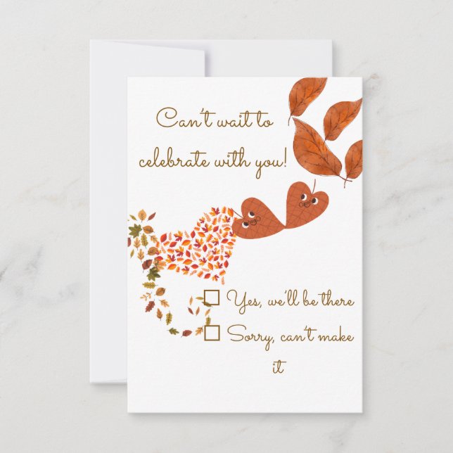 Fall Autumn Leaves Wedding RSVP Card (Front)