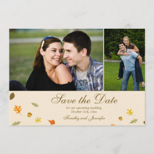 Fall autumn leaves wedding save the date 2 photo