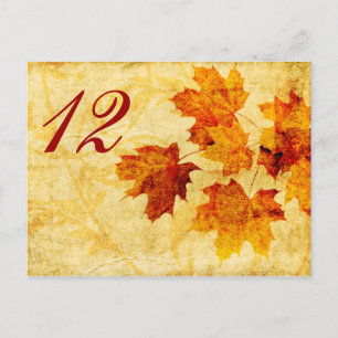 fall autumn leaves wedding table seating card