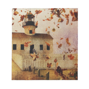 Fall Autumn leaves Western Country Church Chapel Notepad
