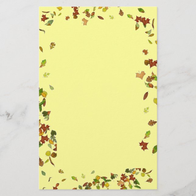 FALL/ AUTUMN LEAVES, Yellow Stationery (Front)