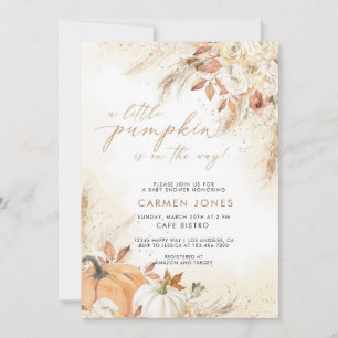 Fall Autumn Little Pumpkin Baby Shower Invitation
