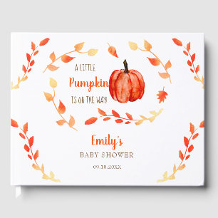 Fall Autumn Little Pumpkin Baby Shower Leaves  Guest Book
