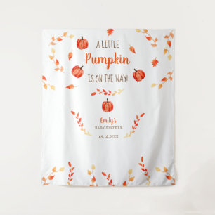 Fall Autumn Little Pumpkin Baby Shower Leaves  Tapestry