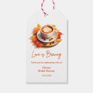 Fall Autumn Love is Brewing Coffee Bridal Shower Gift Tags