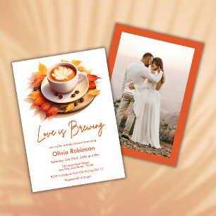 Fall Autumn Love is Brewing Photo Bridal Shower  Invitation