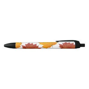 Fall Autumn maple leaves Black Ink Pen