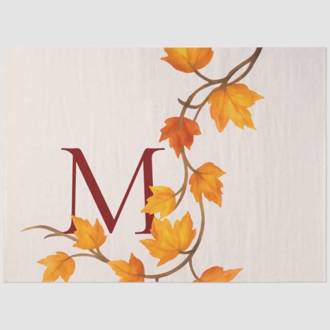 Fall Autumn Maple Leaves Branch Tissue Paper (Front)
