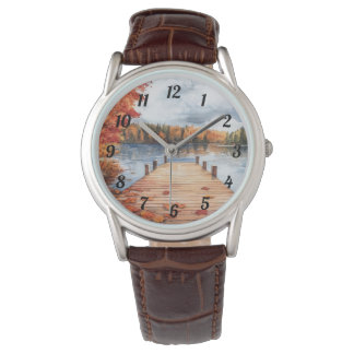 Fall Autumn Nature Lake Trees Landscape Men's Watch