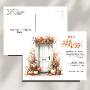 Fall Autumn New Address Moving Announcement Postcard