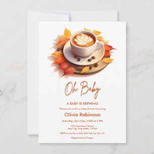 Fall Autumn Oh Baby A Baby is Brewing Baby Shower Invitation