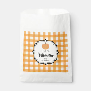 Fall Autumn Orange Plaid Halloween Pumpkin Favour Bags
