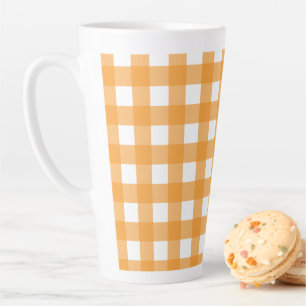 Fall Autumn Orange Plaid Pattern   Latte Mug