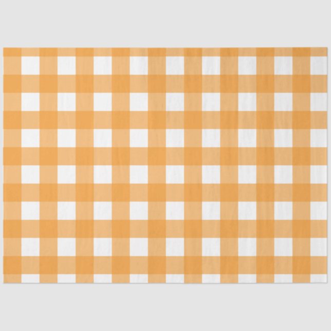 Fall Autumn Orange Plaid Pattern Tissue Paper (Front)