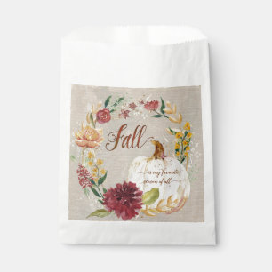 Fall Autumn Party Pumpkin Floral Watercolor Wreath Favour Bags