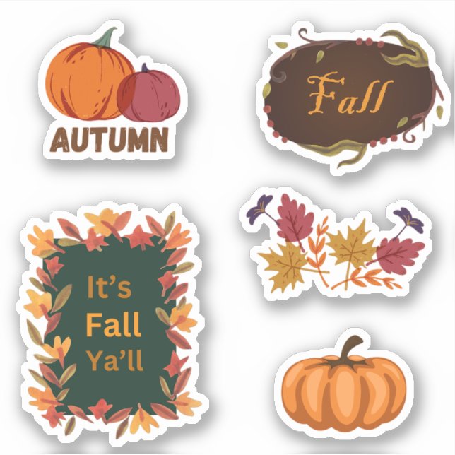 Fall/Autumn pumpkin and leaves sticker pack (Front)