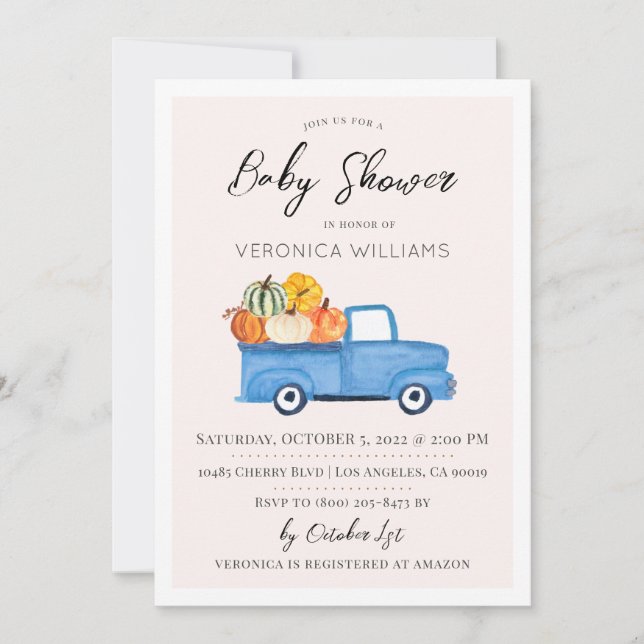 Fall Autumn Pumpkin Baby Shower Invitation (Front)