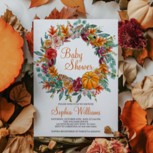 Fall Autumn Pumpkin Baby Shower Invitation