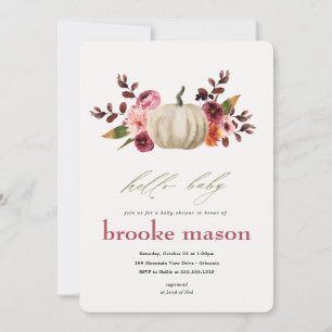Fall Autumn Pumpkin Baby Shower Invitation Cream
