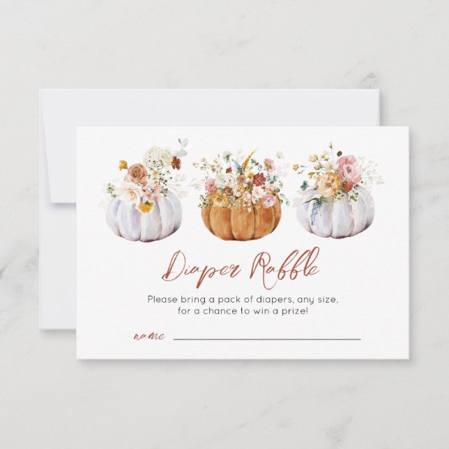 Fall Autumn Pumpkin Baby Shower Raffle Card (Front)