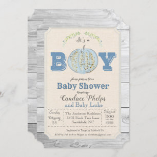 Fall Autumn Pumpkin Boy Baby Shower Invitation