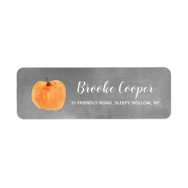 Fall Autumn Pumpkin Chalkboard Return Address (Front)