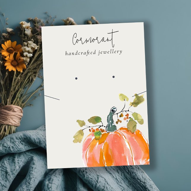 Fall Autumn Pumpkin Earring Necklace Display Business Card (Creator Uploaded)