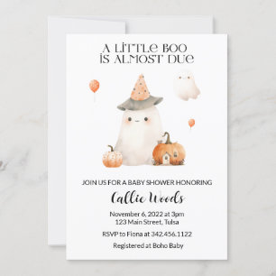  Fall Autumn Pumpkin Ghost Baby Shower Invitation