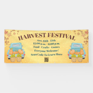 Fall Autumn Pumpkin QR Code Harvest Festival Banner