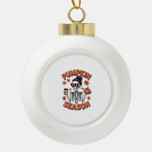 Fall Autumn Pumpkin Season Ceramic Ball Christmas Ornament