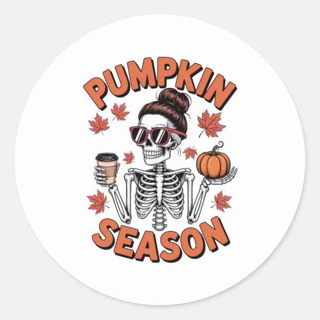 Fall Autumn Pumpkin Season Classic Round Sticker (Front)
