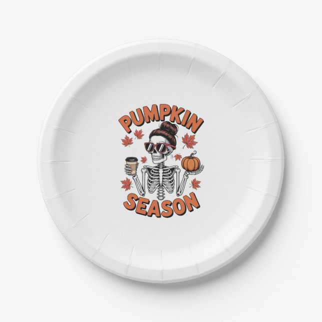 Fall Autumn Pumpkin Season Paper Plate (Front)