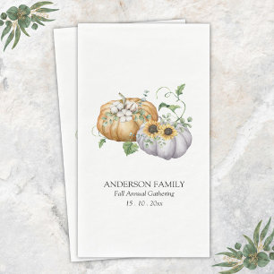 Fall Autumn Pumpkin Sunflower and Cotton Flowers Napkin
