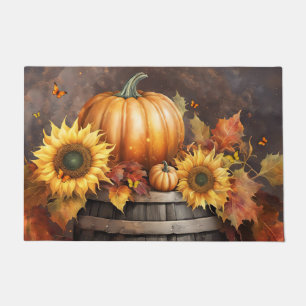 Fall Autumn Pumpkin Sunflowers Country Doormat